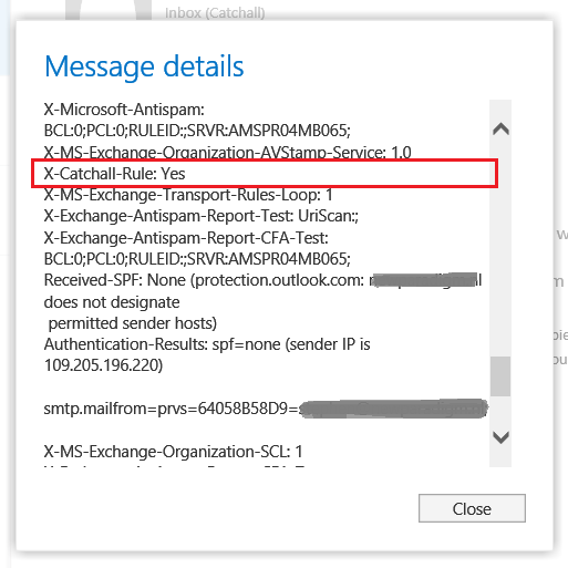 Message details dialog